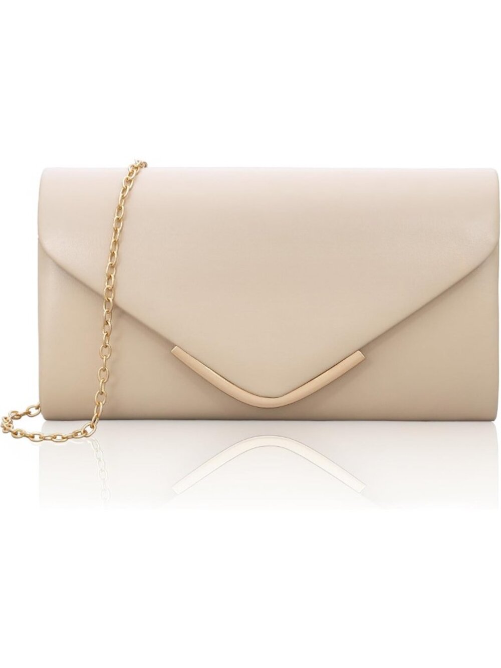 Trendy Vegan Leather Clutch Purse for Women, Evening Bag w/Chain, Wedding